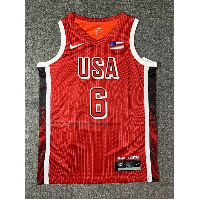 Camiseta USA 2024 LeBron James #6 Juegos Olimpicos Rojo